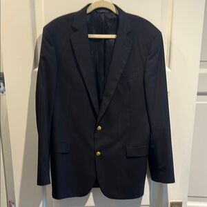 Brooks Brothers Men's Navy Gaberdine Blazer. Brass buttons single breasted. 42L